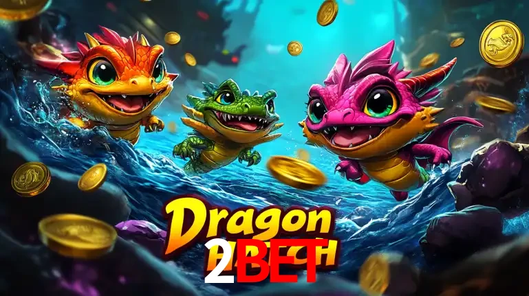 Arte promocional do jogo Dragon Hatch com três adoráveis dragões bebês nadando entre moedas de ouro, um dos slots mais divertidos para jogar no cassino 2bet.